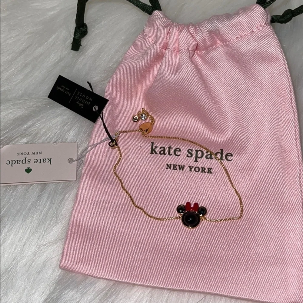 KATE SPADE NEW YORK MINNIE MOUSE SLIDE ADJUSTABLE BRACELET GOLD CZ DISNEY - Picture 7 of 7